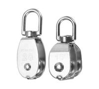 PATIKIL Single Pulley Double Pulley Block Load 77/165lbs M15/M20 with Spring Snap Hook, 2 Pack 304 Stainless Steel Swivel Lifting Pulley Roller for Hanging Lifting