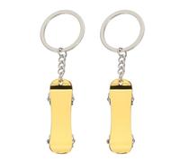 PATIKIL Skateboard Keychain, 2Pcs Mini Cute Skate Board Key Chain Sport Pendant Key Ring Bag Backpack Decor for Men Women Party Gifts Favors, Gold