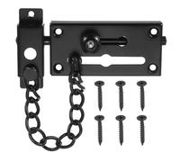 PATIKIL Slide Bolt Gate Latch with Chain Door Guard Lock, Door Lock Latch with Anti-Theft Spring Button Security Inside Doors with 6 Pcs Screws for Home Hotel Apartment, Matte Black