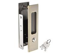 PATIKIL Sliding Door Lock, Invisible Recessed Handle Latch, Rectangle Privacy Pocket Door Lock with Keys for Barn Door Wood Furniture Hardware, Bronze