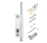 PATIKIL Sliding Patio Door Lock Set, Rectangle Sliding Door Security Lock with Bolt and Keys for Bedroom Bathroom Kitchen Balcony, Silver Gray