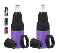 PATIKIL Slim Can Cooler, 2 Pcs 12oz Skinny Can Insulated Beer Sleeve Drink Holder with Bottle Opener for Beer Soda Coffee Regular Cans and Bottles, Purple