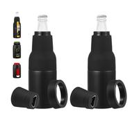 PATIKIL Slim Can Cooler, 2 Pcs 12oz Skinny Can Insulated Beer Sleeve Drink Holder with Bottle Opener for Beer Soda Coffee Regular Cans and Bottles, Black