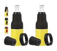 PATIKIL Slim Can Cooler, 2 Pcs 12oz Skinny Can Insulated Beer Sleeve Drink Holder with Bottle Opener for Beer Soda Coffee Regular Cans and Bottles, Yellow
