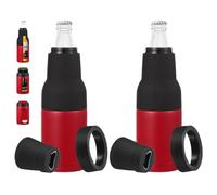 PATIKIL Slim Can Cooler, 2 Pcs 12oz Skinny Can Insulated Beer Sleeve Drink Holder with Bottle Opener for Beer Soda Coffee Regular Cans and Bottles, Red