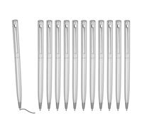 PATIKIL Slim Metallic Ballpoint Pen, 12Pcs Black Ink 1mm Medium Point Pen Retractable Lightweight Smooth Writing Pens with Metal Clips for Business Office Wedding Guest Book, Silver Tone