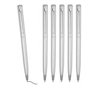 PATIKIL Slim Metallic Ballpoint Pen, 6Pcs Black Ink 1mm Medium Point Pen Retractable Lightweight Smooth Writing Pens with Metal Clips for Business Office Wedding Guest Book, Silver Tone