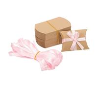 PATIKIL Small Gift Boxes, 100 Pcs 3.5x2.5x1 Inch Pillow Boxes Candy Thank You Treat for Wedding Party Favor Pen Birthday Gift Jewelry Greeting Card, Light Brown
