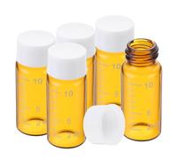 PATIKIL Small Glass Sample Bottles with Lids, 5 Pcs 10ml Amber Glass Vials with White Screw Caps Mini Leak Proof Reagent Sealed Bottles with Scale for Solid Liquid Powder Storage