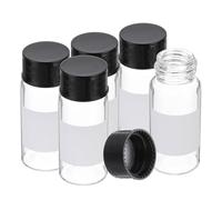 PATIKIL Small Glass Sample Bottles with Lids, 5 Pcs 10ml Clear Glass Vials with Black Screw Caps Mini Leak Proof Reagent Sealed Bottles with Writing Label for Solid Liquid Powder Storage