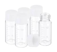 PATIKIL Small Glass Sample Bottles with Lids, 5 Pcs 10ml Clear Glass Vials with White Screw Caps Mini Leak Proof Reagent Sealed Bottles with Scale for Solid Liquid Powder Storage
