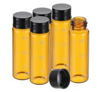 PATIKIL Small Glass Sample Bottles with Lids, 5 Pcs 15ml Amber Glass Vials with Black Screw Caps Mini Leak Proof Reagent Sealed Bottles with Scale for Solid Liquid Powder Storage