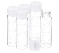 PATIKIL Small Glass Sample Bottles with Lids, 5 Pcs 15ml Clear Glass Vials with White Screw Caps Mini Leak Proof Reagent Sealed Bottles with Scale for Solid Liquid Powder Storage