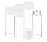 PATIKIL Small Glass Sample Bottles with Lids, 5 Pcs 30ml Clear Glass Vials with White Screw Caps Mini Leak Proof Reagent Sealed Bottles with Scale for Solid Liquid Powder Storage