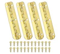 PATIKIL Small Piano Hinge 2.6" x 0.6", 4 Pack Mini 90-Degree Jewelry Box Hinges with Screw for Jewellery Wooden Boxes, Gold