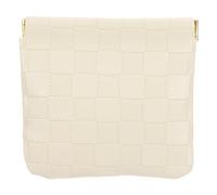 PATIKIL Small Snap Closure Pouches for Purse, 4.5"x4.7" Mini Waterproof Leather Checkered Makeup Bag Portable No Zipper Self-Closing Travel Pocket Organizer Pouch Cosmetic Bag, Beige