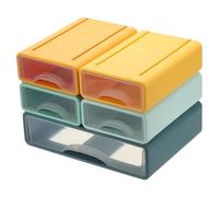 PATIKIL Small Stackable Storage Drawers, Stacking Drawers Desk Bathroom Storage Organizer Cute Drawer Organizer Plastic for Desktop Office Pens Makeup, 5Pcs, Yellow/Blue Tone/Orange/Green
