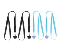 PATIKIL Smart Phone Lanyard, 4Pcs Adjustable Crossbody Cell Phone Neck Strap Lanyard with 4 Patches for Most Smartphones ID Badges Keychain, Black/Lake Blue (73-50cm)