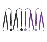 PATIKIL Smart Phone Lanyard, 4Pcs Adjustable Crossbody Cell Phone Neck Strap Lanyard with 4 Patches for Most Smartphones ID Badges Keychain, Black/Purple (73-50cm)