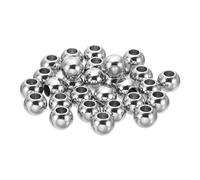 PATIKIL Smooth Round Spacer Beads, 50 Pcs 8mm OD 3.5mm ID 304 Stainless Steel Loose Balls Spacers Metallic Seamless Ball Beads for DIY Bracelet Necklace Earring Jewelry Making, Silver