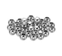 PATIKIL Smooth Round Spacer Beads, 50 Pcs 8mm OD 4mm ID 304 Stainless Steel Loose Balls Spacers Metallic Seamless Ball Beads for DIY Bracelet Necklace Earring Jewelry Making, Silver
