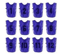 PATIKIL Soccer Training Vest, 12 Pack Team Sports Pinnies Reversible Numbered Soccer Practice Pennies Jerseys Bibs with Belt for Youth, 22 Inch Purple