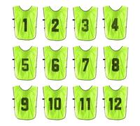 PATIKIL Soccer Training Vest, 12 Pack Team Sports Pinnies Reversible Numbered Soccer Practice Pennies Jerseys Bibs with Belt for Adult, 28 Inch Green
