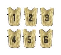 PATIKIL Soccer Training Vest, 6 Pack Team Sports Pinnies Reversible Numbered Soccer Practice Pennies Jerseys Bibs with Belt for Children, 21 Inch Gold