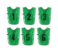 PATIKIL Soccer Training Vest, 6 Pack Team Sports Pinnies Reversible Numbered Soccer Practice Pennies Jerseys Bibs with Belt for Children, 26 Inch Green