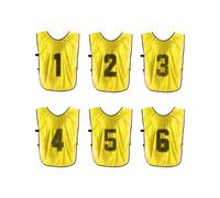 PATIKIL Soccer Training Vest, 6 Pack Team Sports Pinnies Reversible Numbered Soccer Practice Pennies Jerseys Bibs with Belt for Children, 26 Inch Yellow