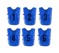 PATIKIL Soccer Training Vest, 6 Pack Team Sports Pinnies Reversible Numbered Soccer Practice Pennies Jerseys Bibs with Belt for Children, 18 Inch Dark Blue