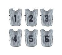 PATIKIL Soccer Training Vest, 6 Pack Team Sports Pinnies Reversible Numbered Soccer Practice Pennies Jerseys Bibs with Belt for Children, 27 Inch Grey