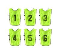 PATIKIL Soccer Training Vest, 6 Pack Team Sports Pinnies Reversible Numbered Soccer Practice Pennies Jerseys Bibs with Belt for Children, 26 Inch Fluorescent Green