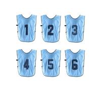 PATIKIL Soccer Training Vest, 6 Pack Team Sports Pinnies Reversible Numbered Soccer Practice Pennies Jerseys Bibs with Belt for Children, 26 Inch Light Blue