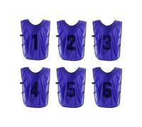 PATIKIL Soccer Training Vest, 6 Pack Team Sports Pinnies Reversible Numbered Soccer Practice Pennies Jerseys Bibs with Belt for Children, 18 Inch Purple