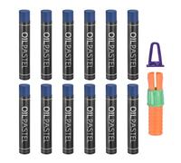 PATIKIL Soft Oil Pastels, 12 Pcs Blue Oil Pastel Crayons Pastel Art Supplies with Holder Creamy Texture Colored Chalk Smooth Blending Bulk Set for Artists Painting Drawing Gallery
