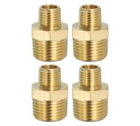 PATIKIL Solid Brass Hex Nipple Pipe Fitting Thread Adapter, 3 Pack 1/2" NPT x 1/4" NPT Male Water Line Connectors Couplings