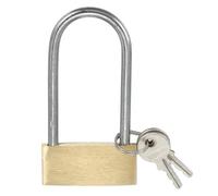 PATIKIL Solid Brass Padlocks 3", 1 Pcs Long Shackle Lock Padlock with 2 Keys Weatherproof for Gym Locker Gate Fence Outdoor Indoor