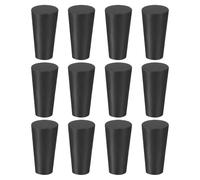 PATIKIL Solid Rubber Stoppers 7x11x20mm, 12 Pcs Tapered Lab Seal Rubber Stopper Lab Plug Test Tube Bungs for Flask Water Pipe Sealing, Black