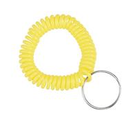 PATIKIL Spiral Keychain, 4 Pack Plastic Wrist Coil Keyring Wristband Stretchable Key Holder Lanyard for Sports Outdoor, Yellow