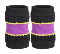 PATIKIL Sports Wristband Sweatbands for Men and Women, 2 Pcs Breathable Nylon Tennis Wrist Bands Absorbent Sweat Band for Basketball Football Baseball Running Gym, Black/Purple