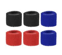 PATIKIL Sports Wristbands 8x5cm, 6 Pcs Wrist Sweatband Absorbent Cotton Terry Cloth Wrist Bands for Competitions Tennis Basketball Working Out Athletic Running, Black Blue Red