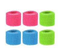 PATIKIL Sports Wristbands 8x5cm, 6 Pcs Wrist Sweatband Absorbent Cotton Terry Cloth Wrist Bands for Competitions Tennis Basketball Working Out Athletic Running, Rose Red Green Sky Blue