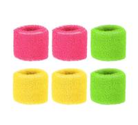 PATIKIL Sports Wristbands 8x5cm, 6 Pcs Wrist Sweatband Absorbent Cotton Terry Cloth Wrist Bands for Competitions Tennis Basketball Working Out Athletic Running, Rose Red Green Yellow