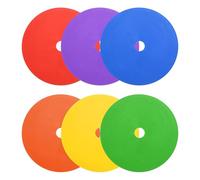 PATIKIL Spot Markers 6 Inch, 6 Pcs Non-Slip Floor Dots Agility Markers Flat Field Cones Poly Dots with Hole for Dance Soccer Basketball Sports, Red/Yellow/Blue/Green/Orange/Purple