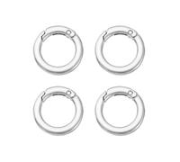 PATIKIL Spring O Rings, 4Pcs 1.1 Inch Metal Round Clips Flat Trigger Keyrings Snap Buckle Clasps for Keychains Bags Purses Straps Dog Leashes DIY Crafts, Silver-White 29mm