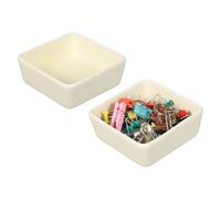 PATIKIL Square Paper Clip Holders, 2 Pcs Ceramic Clip Dispenser Organizer Desk Organizer Accessories for Office Desktop Decor Bobby Pin Binder Paper Clamp, Beige