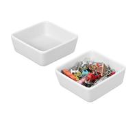 PATIKIL Square Paper Clip Holders, 2 Pcs Ceramic Clip Dispenser Organizer Desk Organizer Accessories for Office Desktop Decor Bobby Pin Binder Paper Clamp, White