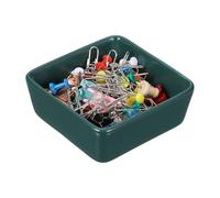 PATIKIL Square Paper Clip Holders, Ceramic Clip Dispenser Organizer Desk Organizer Accessories for Office Desktop Decor Bobby Pin Binder Paper Clamp, Dark Green