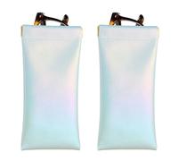 PATIKIL Squeeze Top Sunglass Pouch, 2 Pcs PU Leather Soft Eyeglass Pouch Portable Travel Sunglasses Pouch Organizer, Gradient Blue